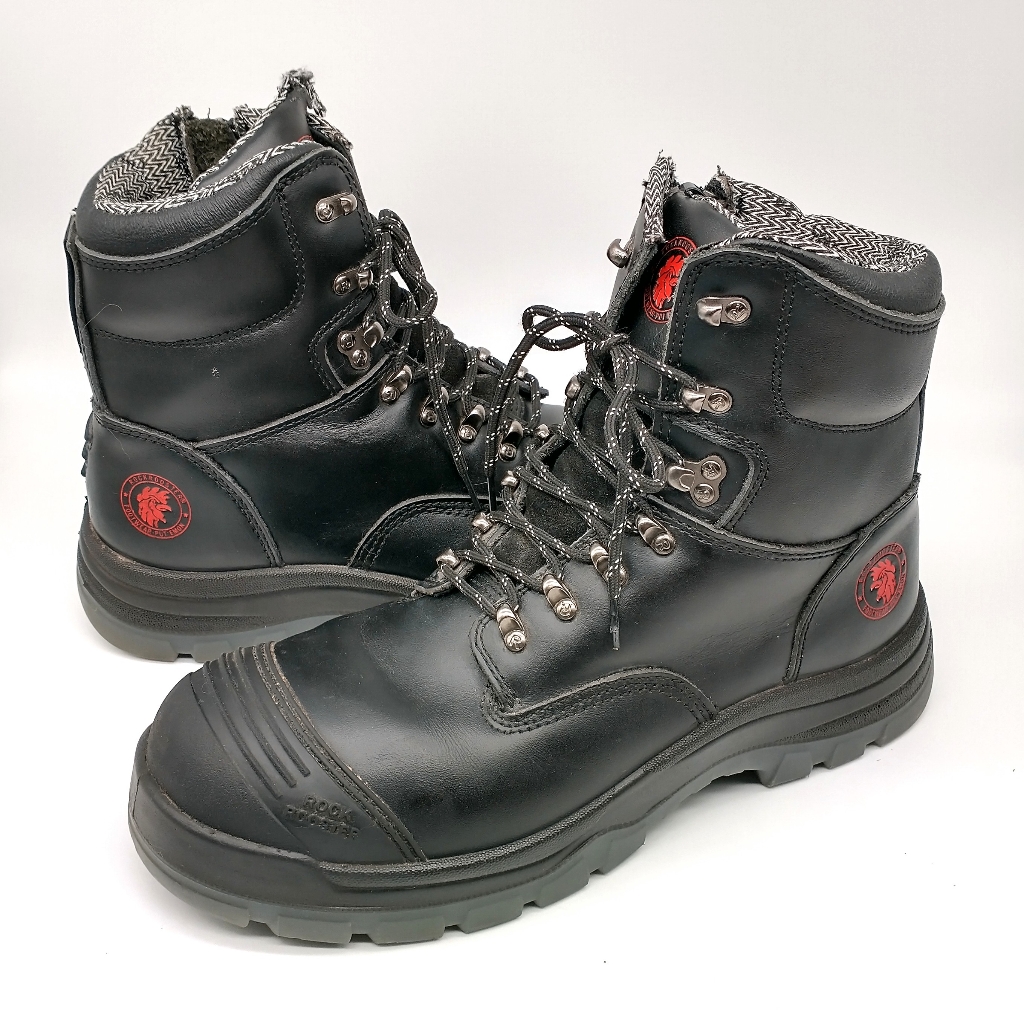 Rockrooster Black Steel Toe Leather Work Boots Men's Size 12 Ak245z